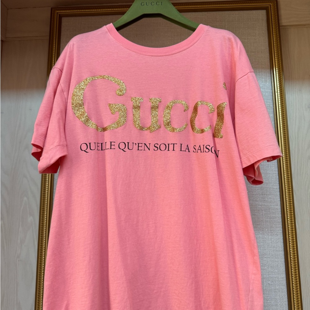 Gucci Pink Tee with Gold Accents